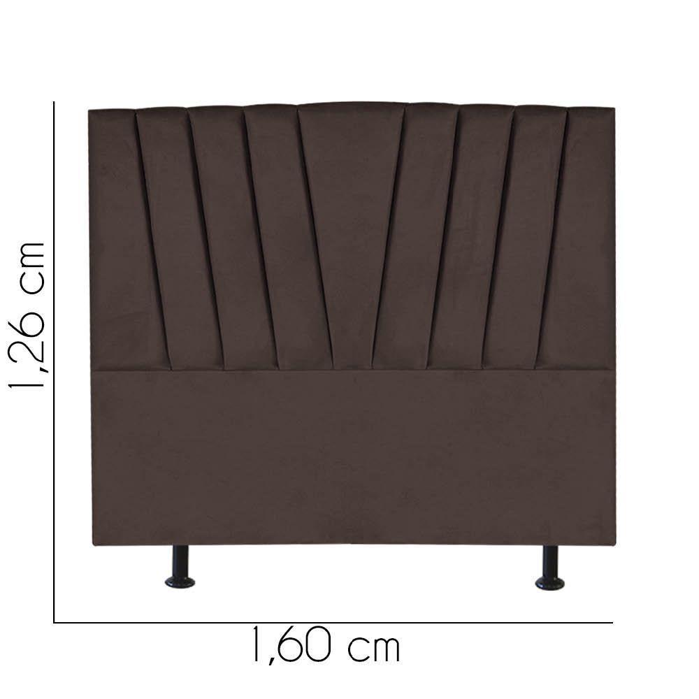 Cabeceira Estofada Bélgica 160cm Queen Size Para Cama Colchão Box Quarto Suede Marrom - Aurora Line - 3
