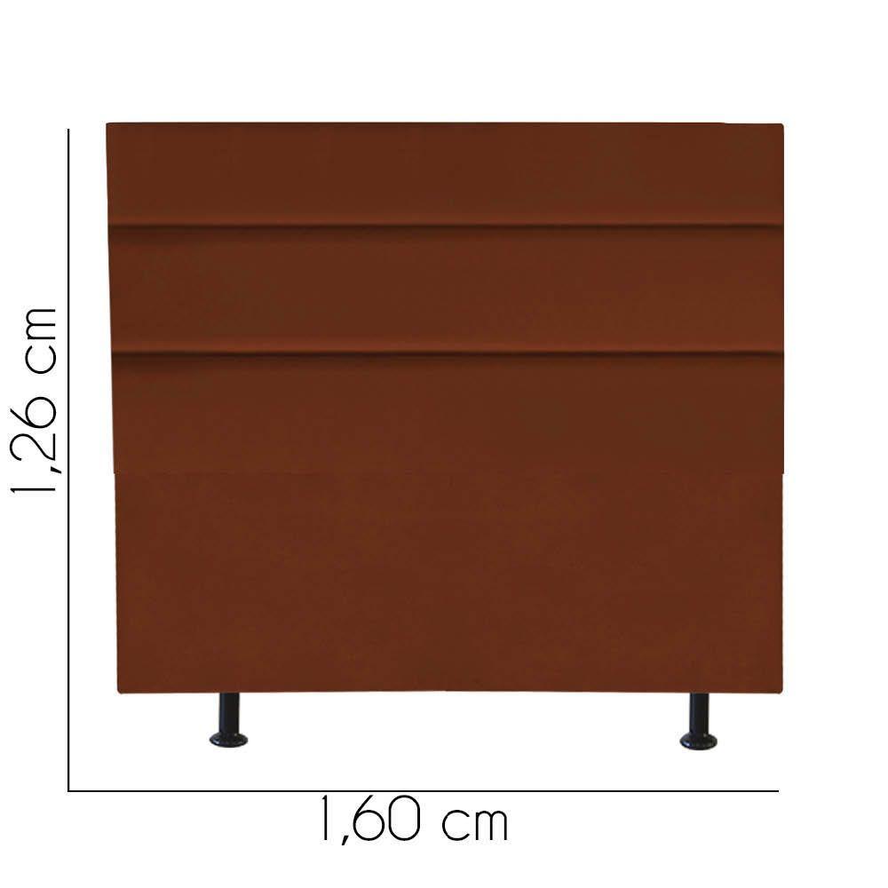 Cabeceira Estofada Argentina 160cm Queen Size Para Cama Colchão Box Quarto Suede Terracota Telha - Aurora Line - 3