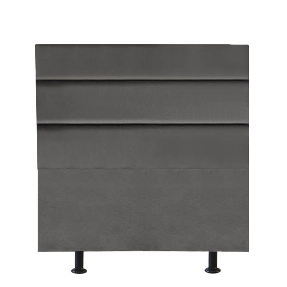 Cabeceira Estofada Argentina 90cm Solteiro Para Cama Colchão Box Quarto Suede Cinza Escuro Grafite - Aurora Line - 1
