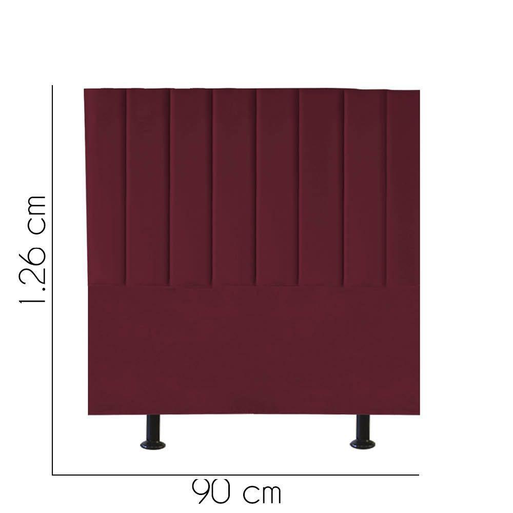 Cabeceira Estofada Carla 90cm Solteiro Para Cama Colchão Box Quarto Suede Bordô - Aurora Line - 2