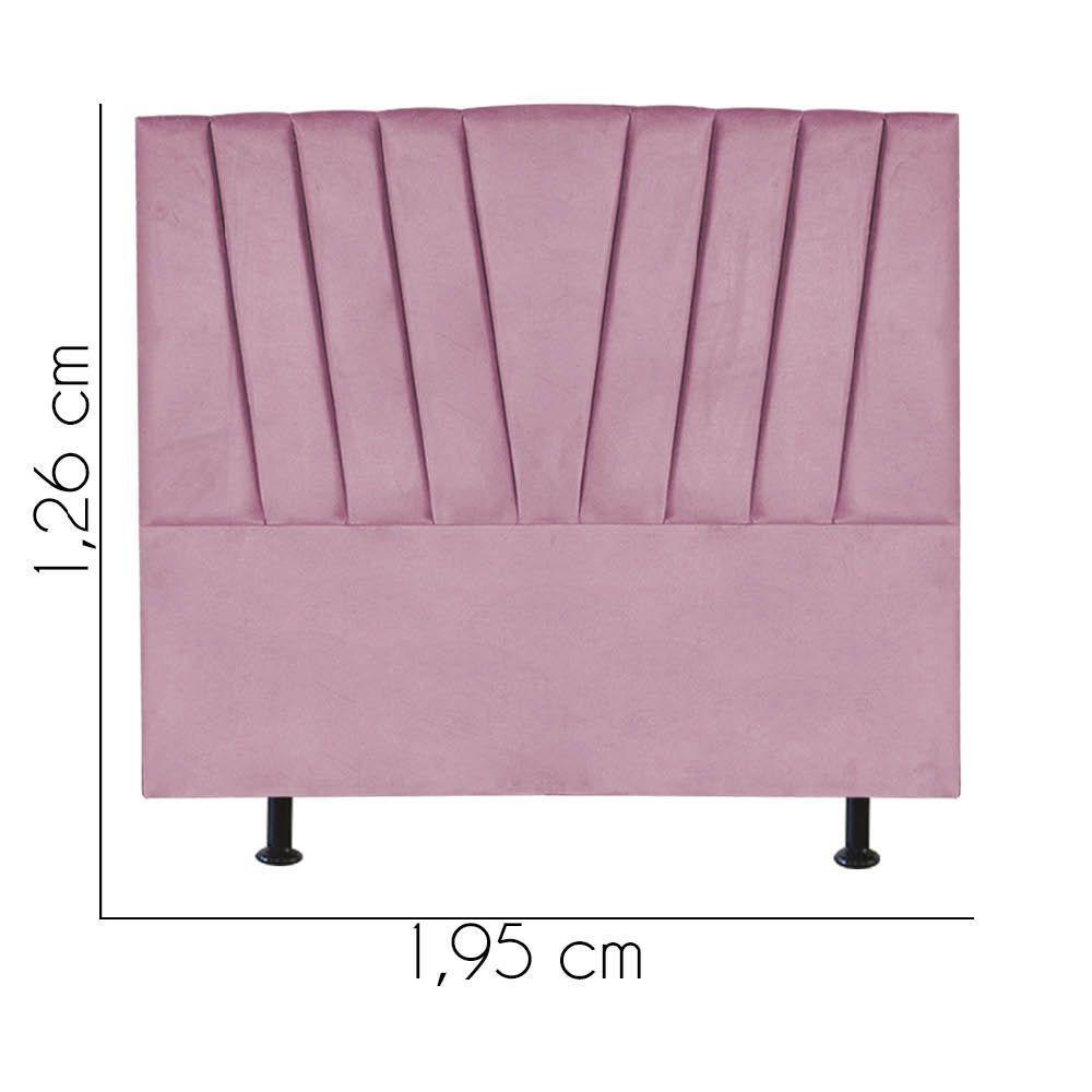 Cabeceira Estofada Bélgica 195cm King Size Para Cama Colchão Box Quarto Suede Rosa Bebê - Aurora Line - 3