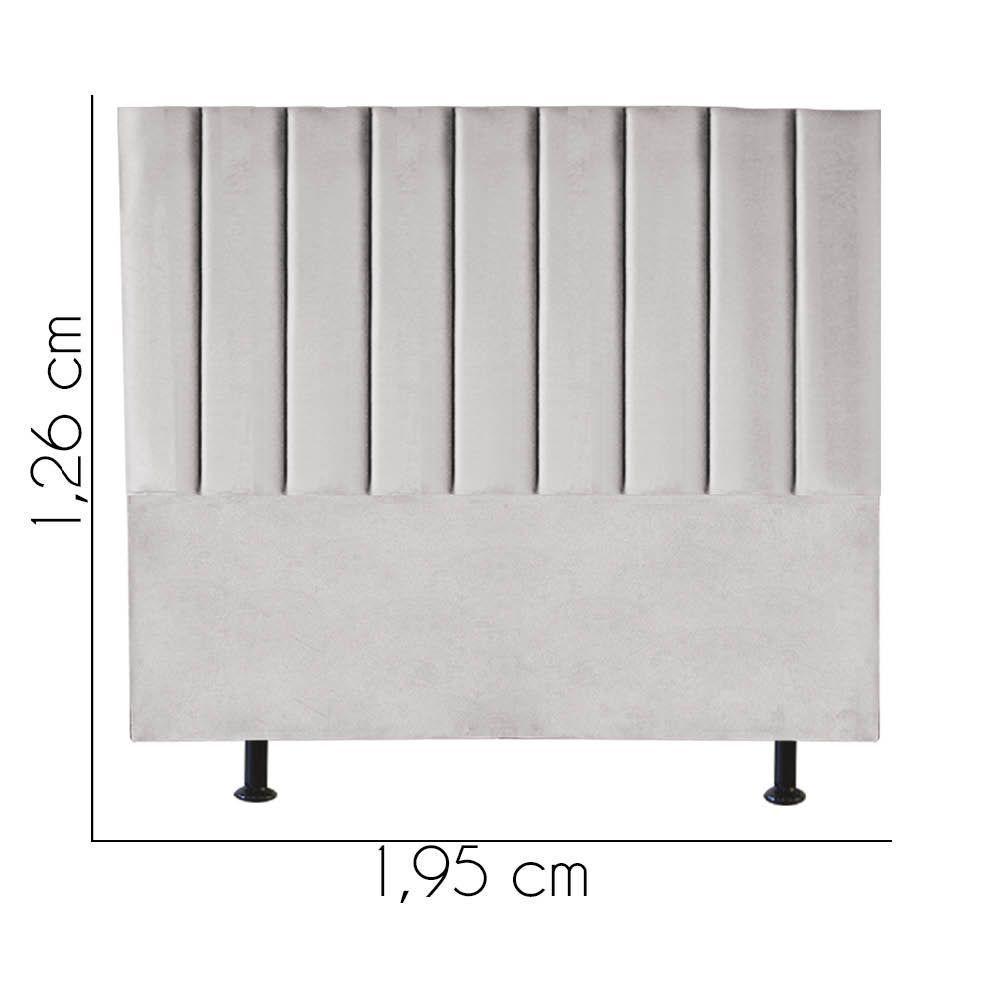Cabeceira Estofada Carla 195cm King Size Para Cama Colchão Box Quarto Suede Cinza Claro - Aurora Line - 3