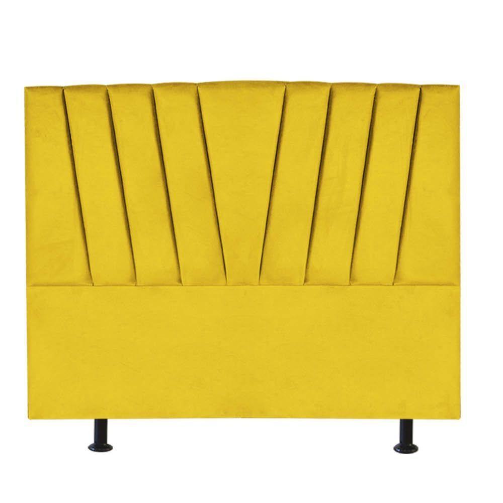 Cabeceira Estofada Bélgica 140cm Casal Para Cama Colchão Box Quarto Suede Amarelo - Aurora Line - 2