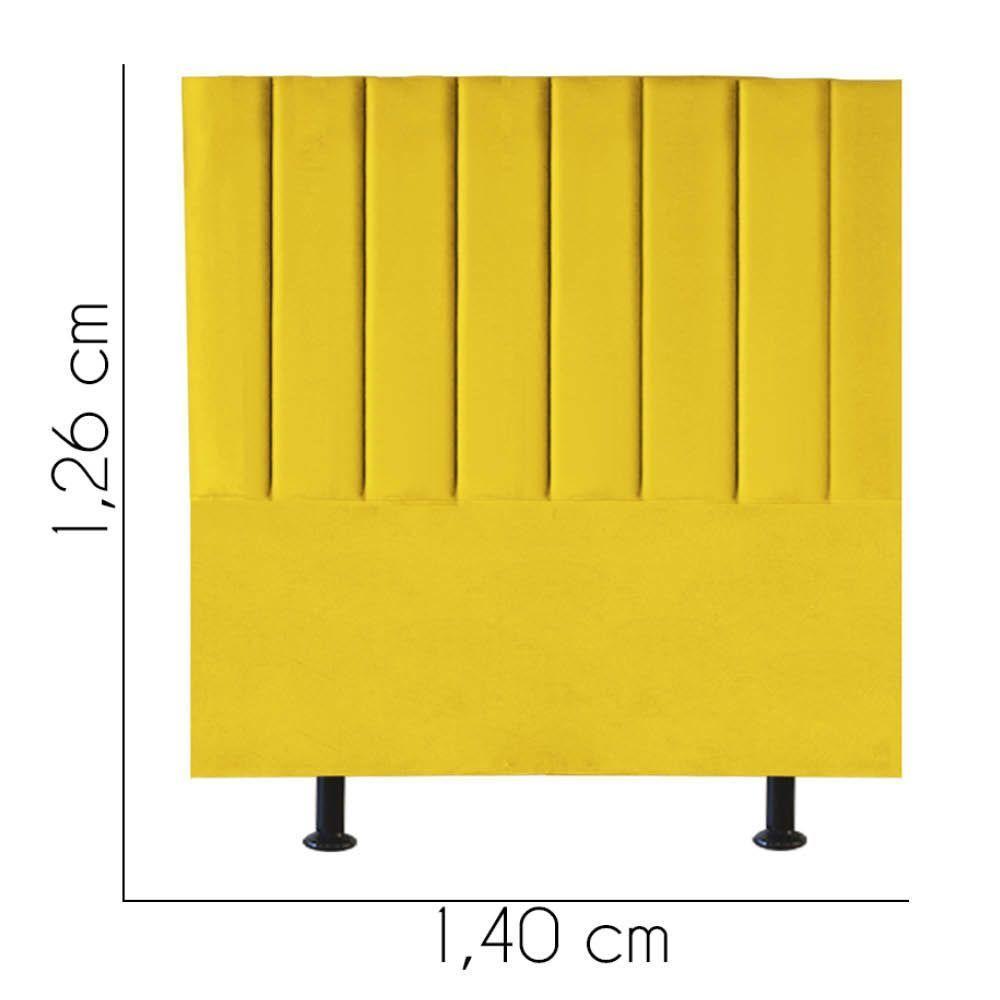 Cabeceira Estofada Carla 140cm Casal Para Cama Colchão Box Quarto Suede Amarelo - Aurora Line - 3