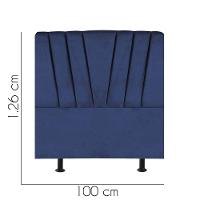 Cabeceira Estofada Bélgica 100cm Solteiro Para Cama Colchão Box Quarto Suede Azul Marinho - Aurora Line - 2