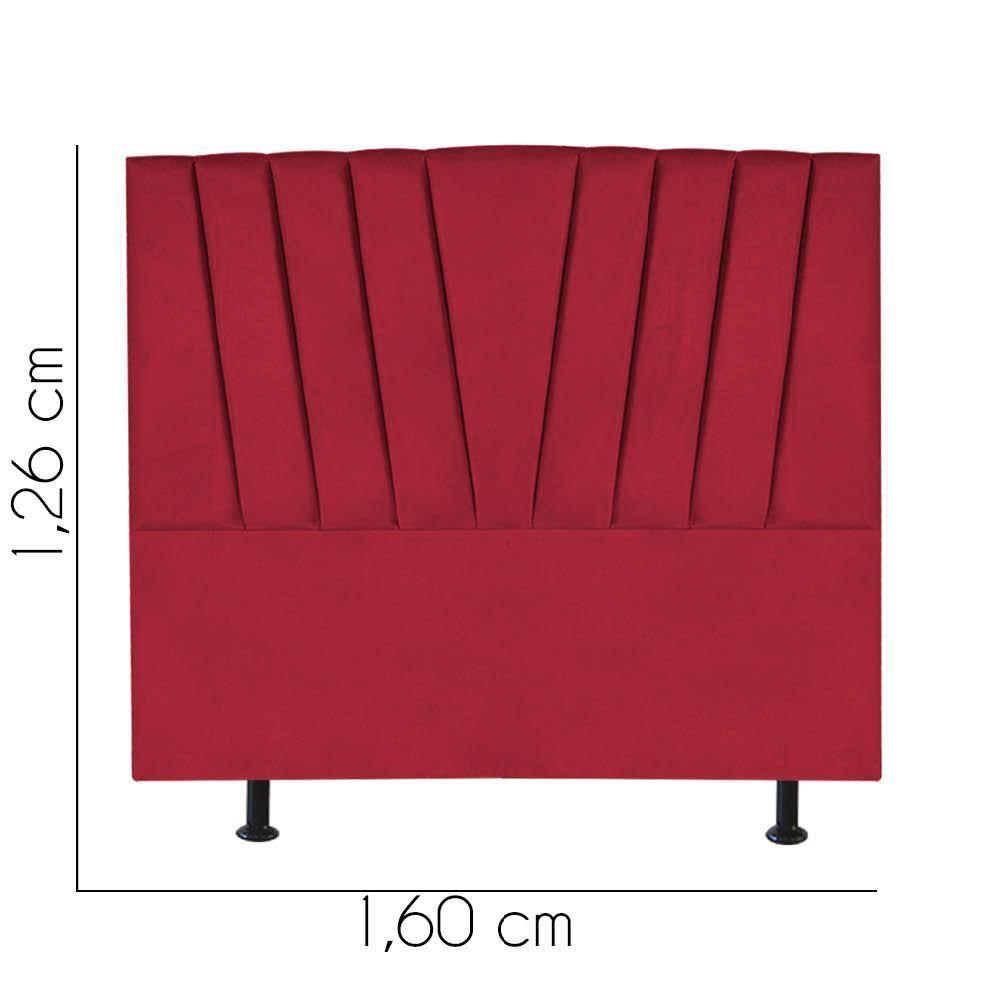 Cabeceira Estofada Bélgica 160cm Queen Size Para Cama Colchão Box Quarto Suede Vermelho - Aurora Line - 3