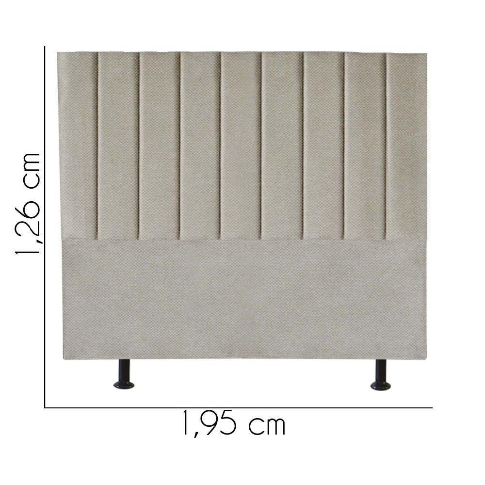Cabeceira Estofada Carla 195cm King Size Para Cama Colchão Box Quarto Linho Bege - Aurora Line - 3