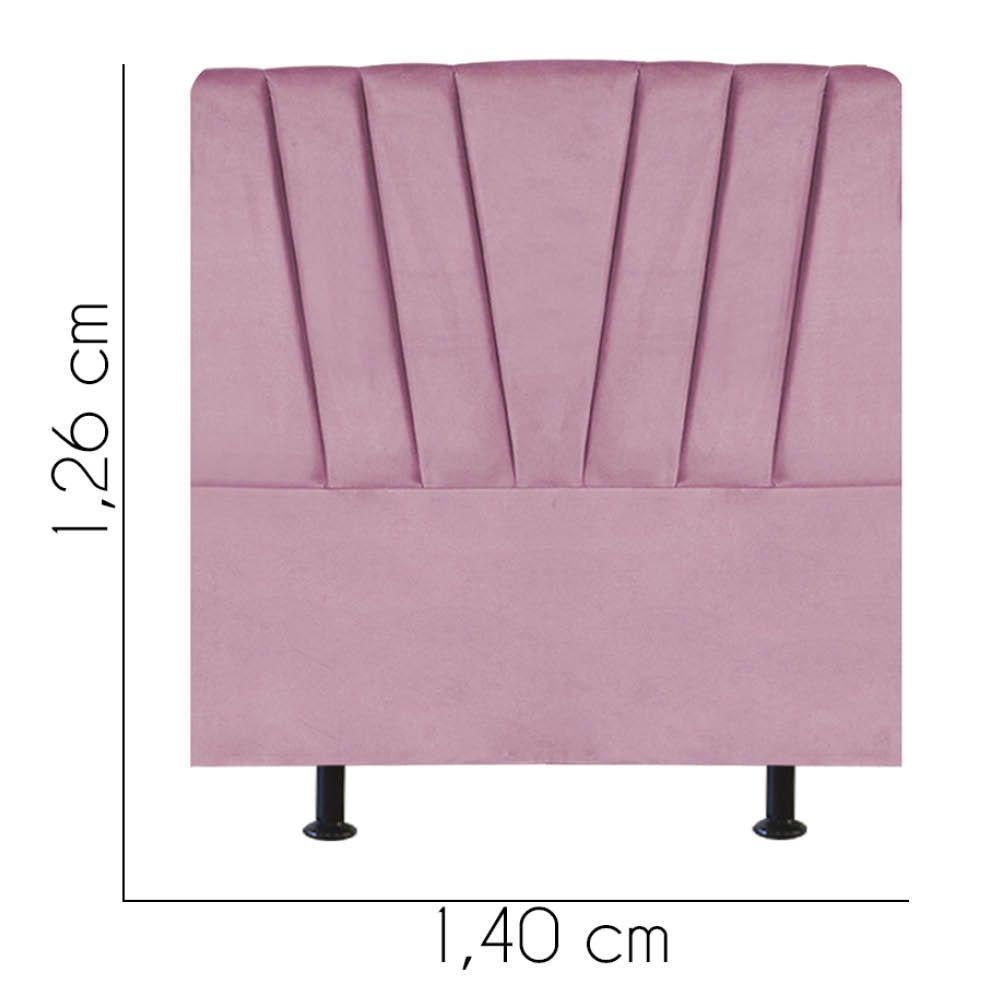 Cabeceira Estofada Bélgica 140cm Casal Para Cama Colchão Box Quarto Suede Rosa Bebê - Aurora Line - 3