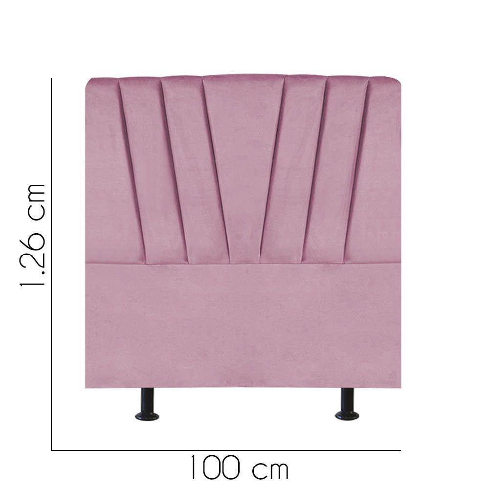 Cabeceira Estofada Bélgica 100cm Solteiro Para Cama Colchão Box Quarto Suede Rosa Bebê - Aurora Line - 2