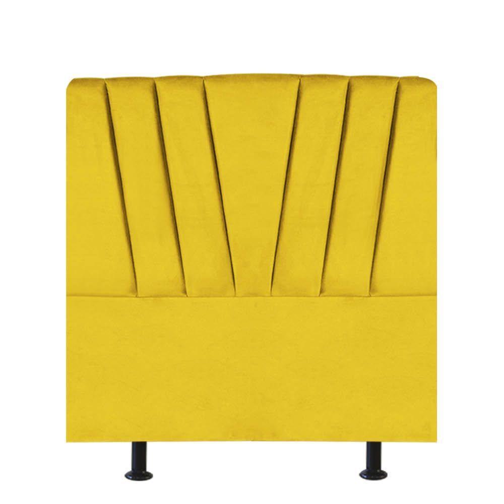 Cabeceira Estofada Bélgica 90cm Solteiro Para Cama Colchão Box Quarto Suede Amarelo - Aurora Line - 1