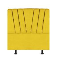 Cabeceira Estofada Bélgica 90cm Solteiro Para Cama Colchão Box Quarto Suede Amarelo - Aurora Line - 1