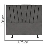 Cabeceira Estofada Bélgica 195cm King Size Para Cama Colchão Box Quarto Suede Cinza Escuro Grafite - Aurora Line - 3