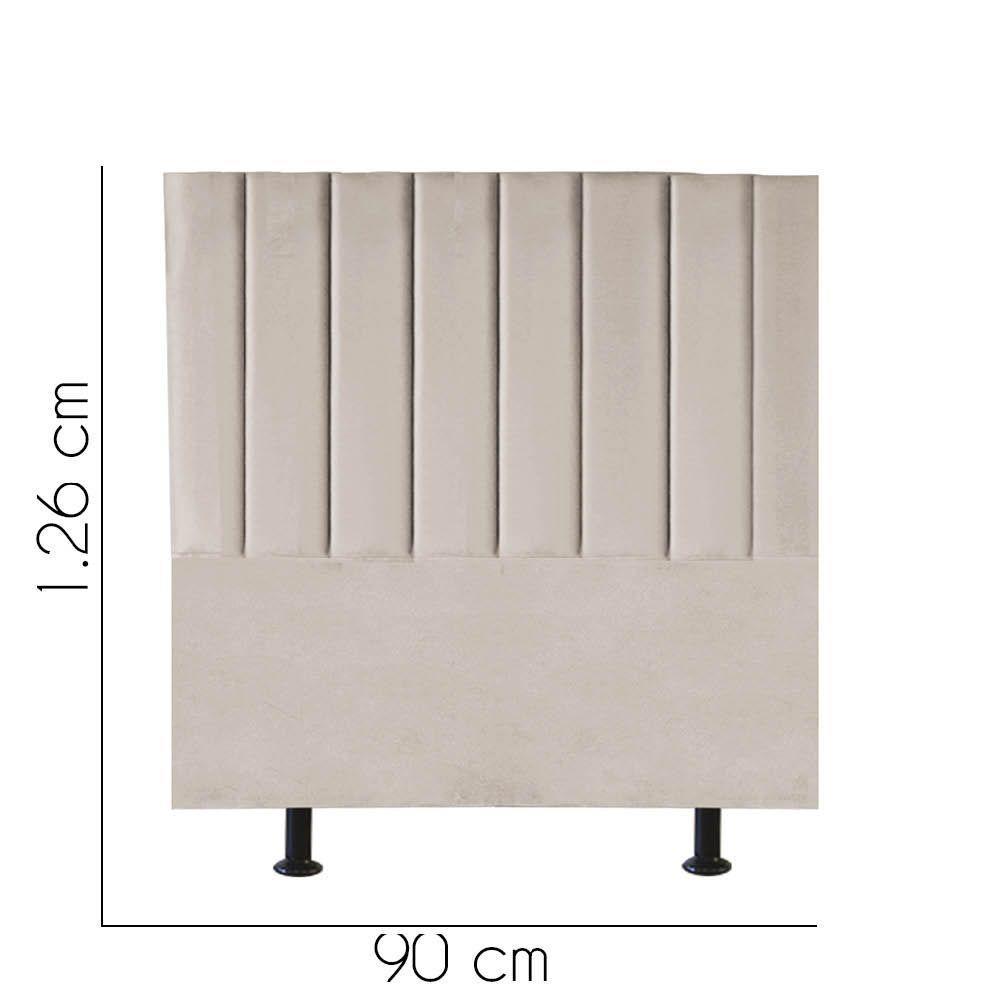 Cabeceira Estofada Carla 90cm Solteiro Para Cama Colchão Box Quarto Corino Bege - Aurora Line - 2
