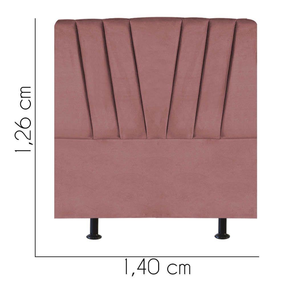 Cabeceira Estofada Bélgica 140cm Casal Para Cama Colchão Box Quarto Suede Rose Gold - Aurora Line - 3