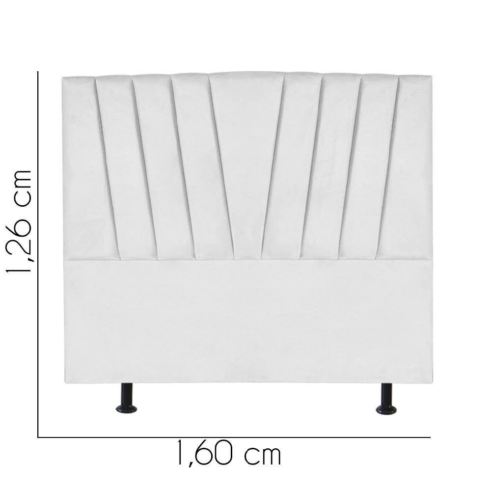 Cabeceira Estofada Bélgica 160cm Queen Size Para Cama Colchão Box Quarto Suede Branco - Aurora Line - 3