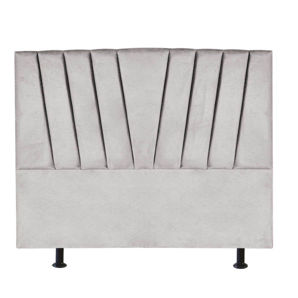 Cabeceira Estofada Bélgica 160cm Queen Size Para Cama Colchão Box Quarto Suede Cinza Claro - Aurora Line - 1