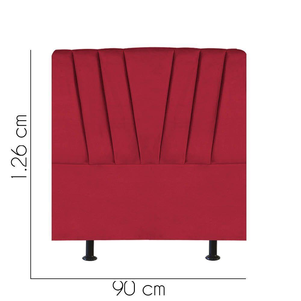 Cabeceira Estofada Bélgica 90cm Solteiro Para Cama Colchão Box Quarto Corino Vermelho - Aurora Line - 2
