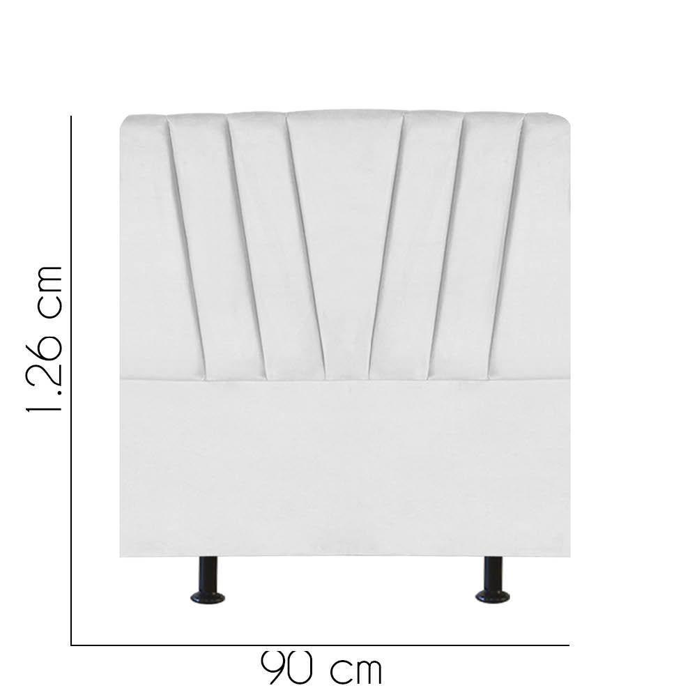 Cabeceira Estofada Bélgica 90cm Solteiro Para Cama Colchão Box Quarto Corino Branco - Aurora Line - 2