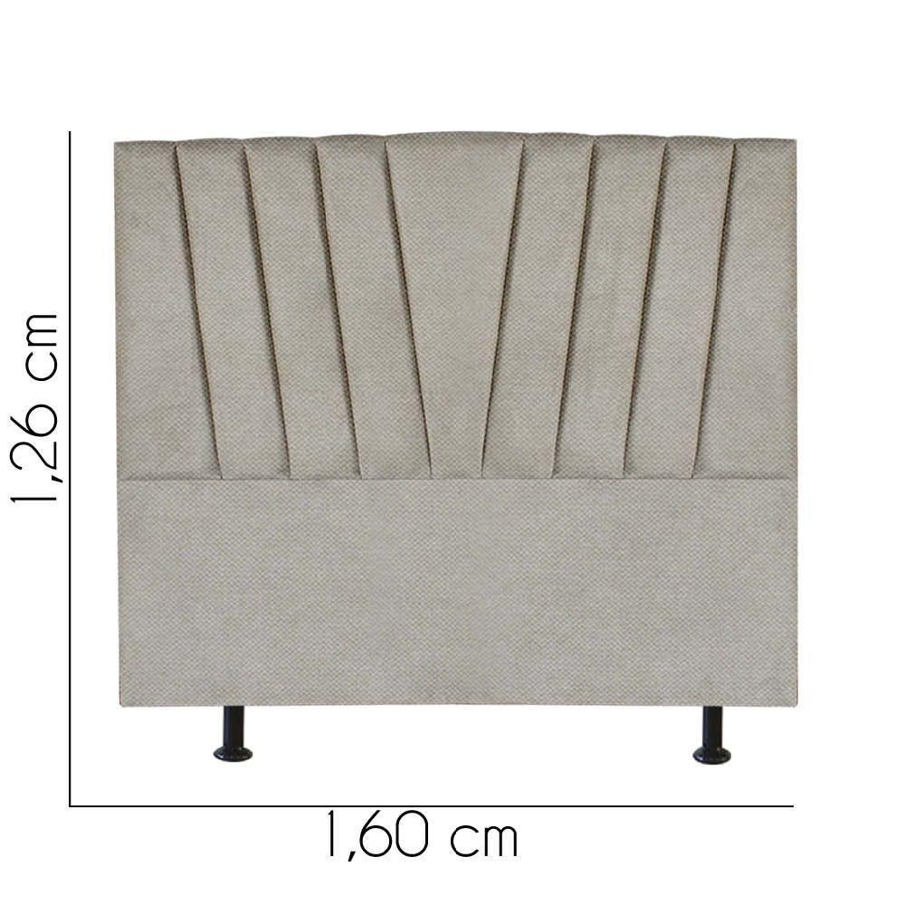 Cabeceira Estofada Bélgica 160cm Queen Size Para Cama Colchão Box Quarto Linho Bege - Aurora Line - 3