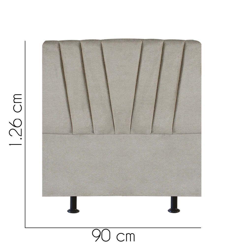 Cabeceira Estofada Bélgica 90cm Solteiro Para Cama Colchão Box Quarto Linho Bege - Aurora Line - 3