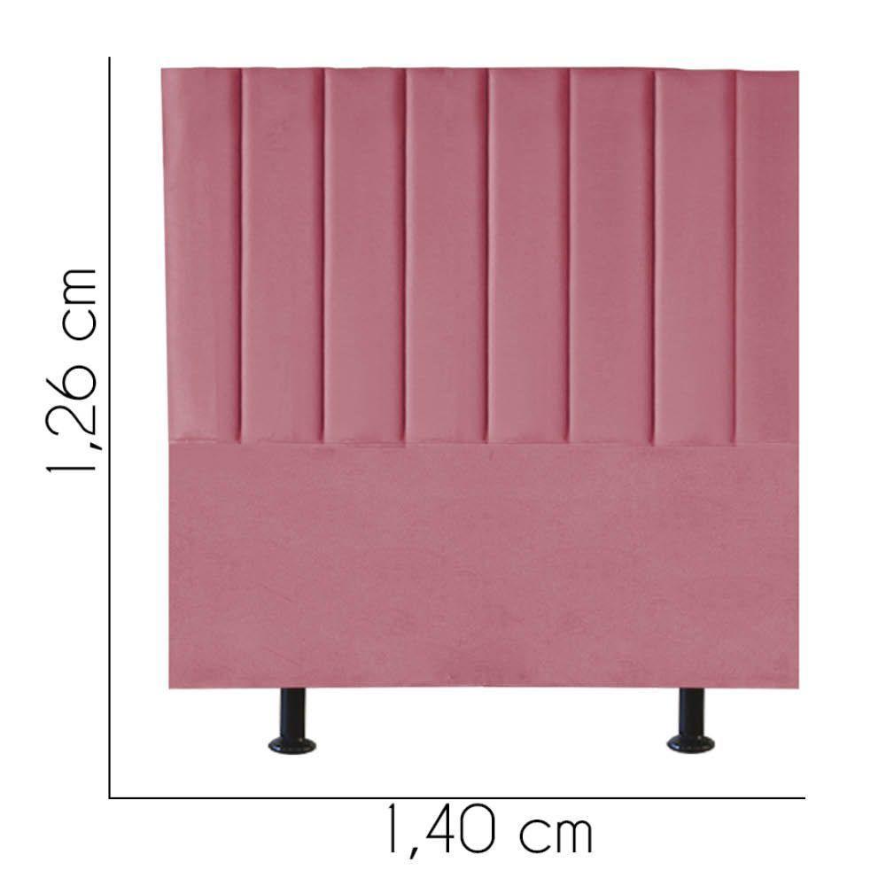 Cabeceira Estofada Carla 140cm Casal Para Cama Colchão Box Quarto Suede Rosa Bebê - Aurora Line - 3