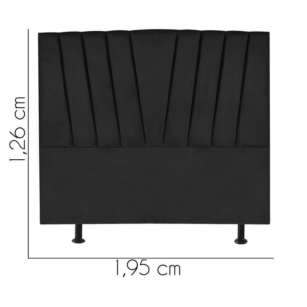 Cabeceira Estofada Bélgica 195cm King Size Para Cama Colchão Box Quarto Suede Preto - Aurora Line - 3