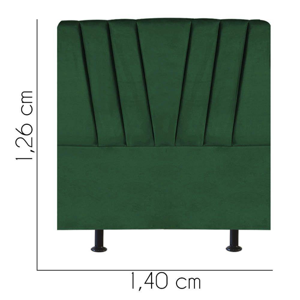 Cabeceira Estofada Bélgica 140cm Casal Para Cama Colchão Box Quarto Suede Verde - Aurora Line - 3
