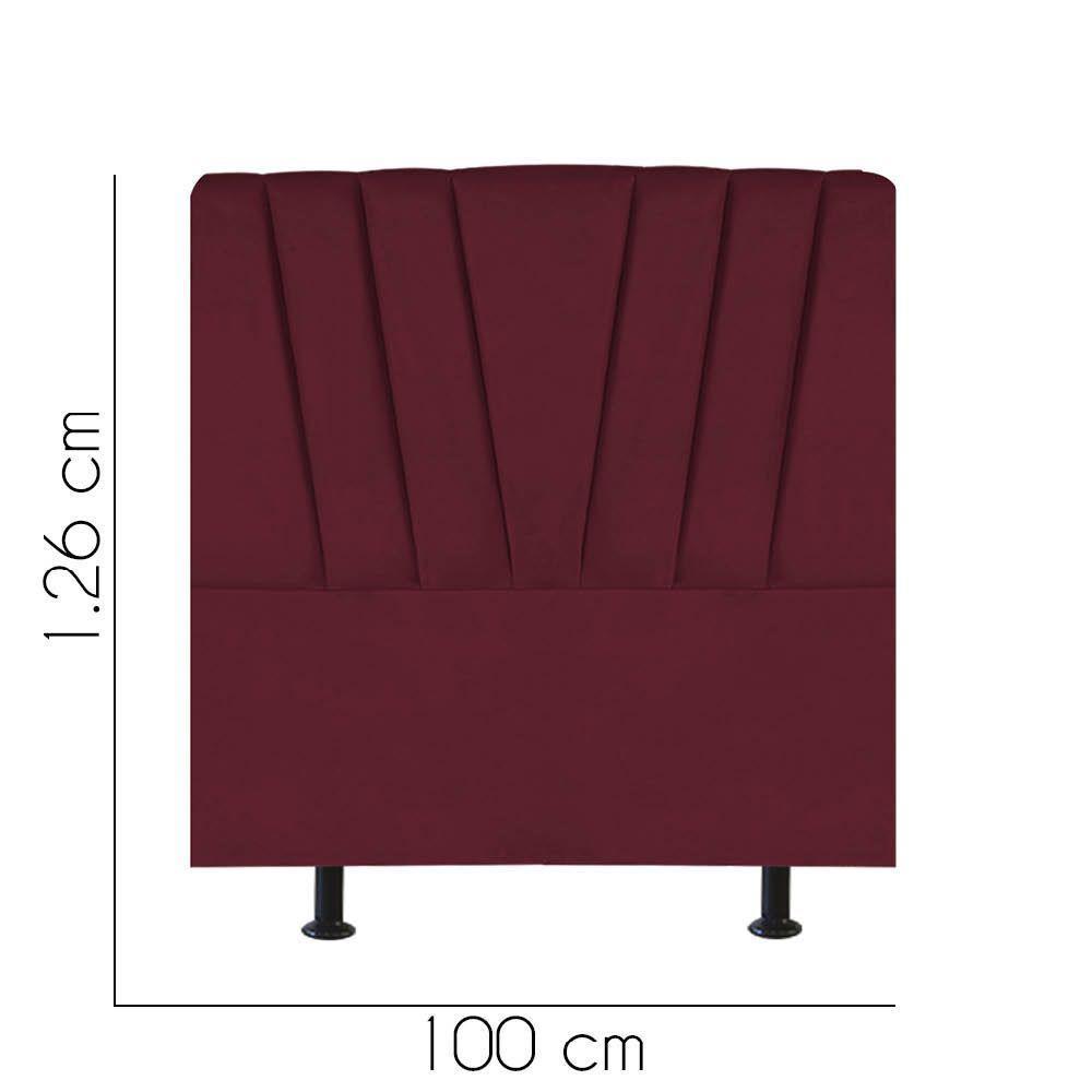 Cabeceira Estofada Bélgica 100cm Solteiro Para Cama Colchão Box Quarto Suede Bordô - Aurora Line - 2