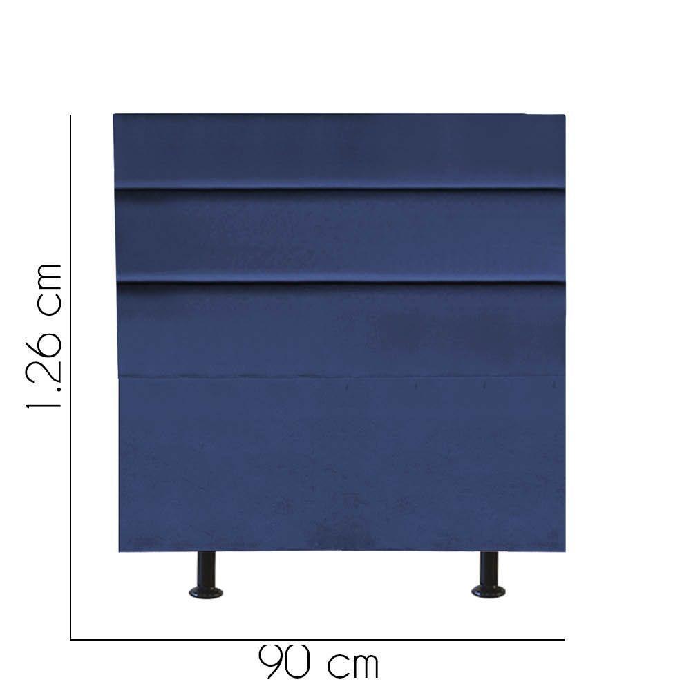 Cabeceira Estofada Argentina 90cm Solteiro Para Cama Colchão Box Quarto Suede Azul Marinho - Aurora Line - 2