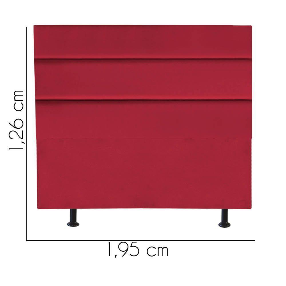Cabeceira Estofada Argentina 195cm King Size Para Cama Colchão Box Quarto Suede Vermelho - Aurora Line - 3
