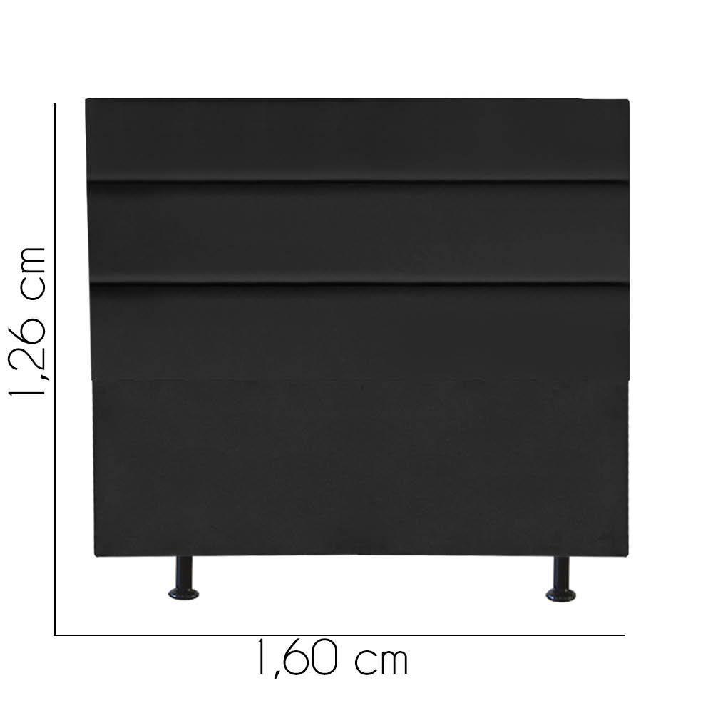 Cabeceira Estofada Argentina 160cm Queen Size Para Cama Colchão Box Quarto Suede Preto - Aurora Line - 3