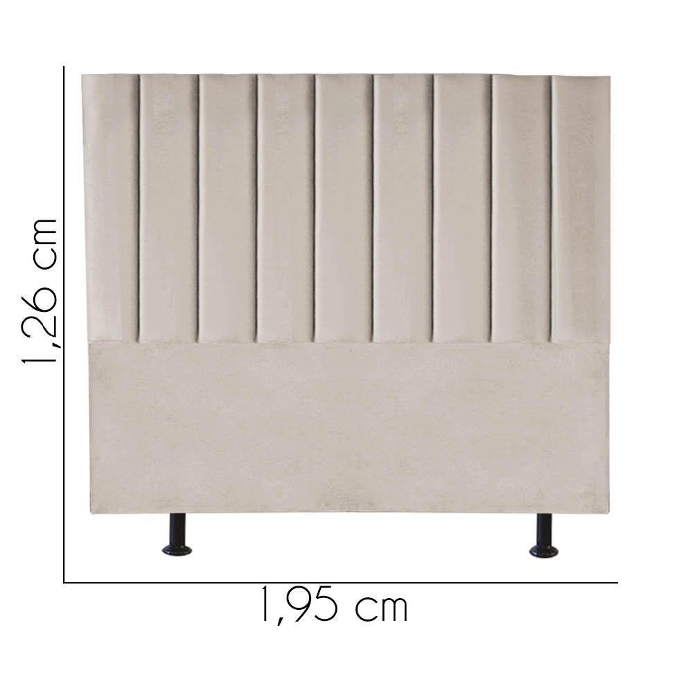 Cabeceira Estofada Carla 195cm King Size Para Cama Colchão Box Quarto Suede Bege - Aurora Line - 3