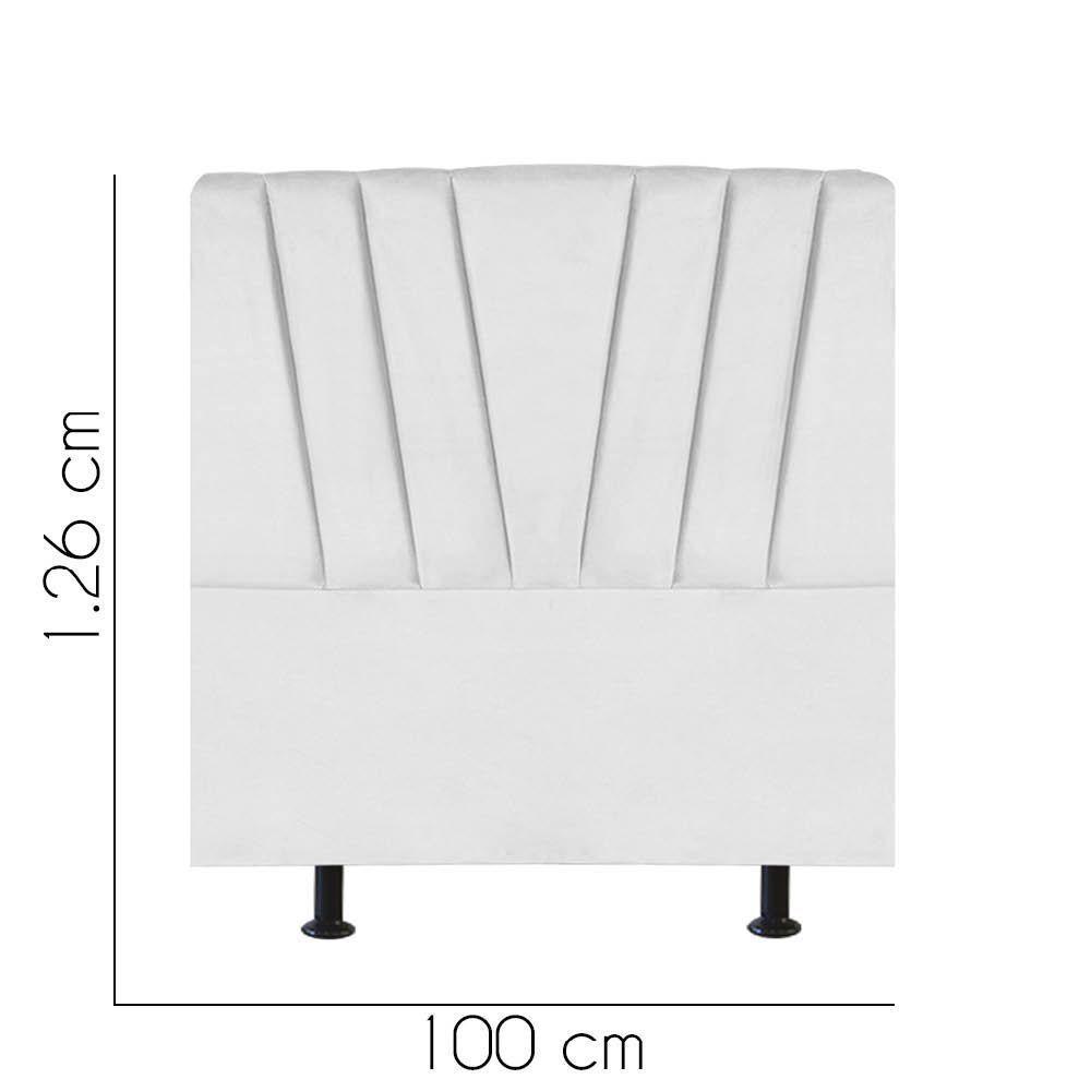Cabeceira Estofada Bélgica 100cm Solteiro Para Cama Colchão Box Quarto Corino Branco - Aurora Line - 2