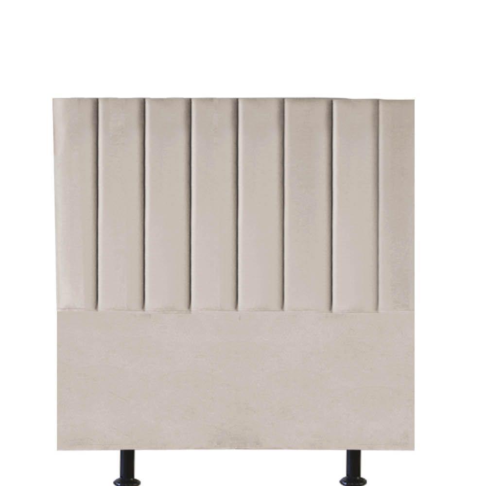 Cabeceira Estofada Carla 90cm Solteiro Para Cama Colchão Box Quarto Suede Bege - Aurora Line - 1