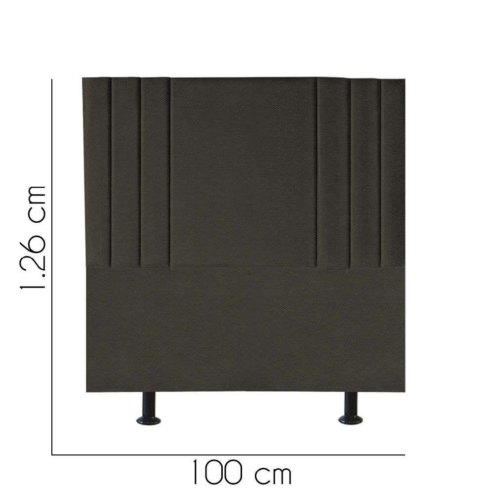 Cabeceira Estofada Grécia 100cm Solteiro Para Cama Colchão Box Quarto Linho Marrom - Aurora Line - 3