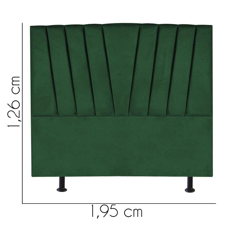 Cabeceira Estofada Bélgica 195cm King Size Para Cama Colchão Box Quarto Suede Verde - Aurora Line - 3