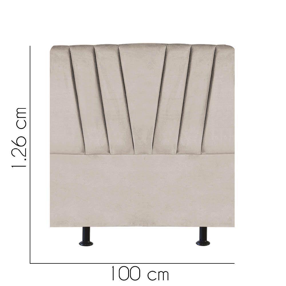 Cabeceira Estofada Bélgica 100cm Solteiro Para Cama Colchão Box Quarto Corino Bege - Aurora Line - 2