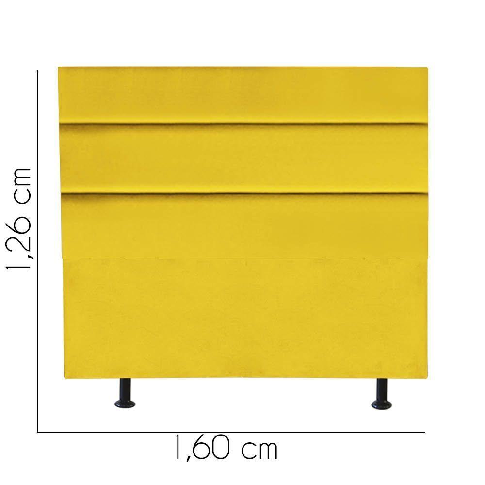 Cabeceira Estofada Argentina 160cm Queen Size Para Cama Colchão Box Quarto Suede Amarelo - Aurora Line - 3