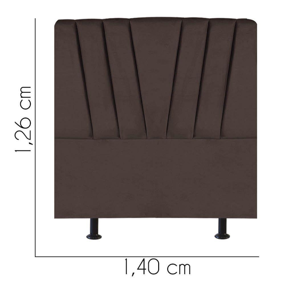 Cabeceira Estofada Bélgica 140cm Casal Para Cama Colchão Box Quarto Corino Marrom - Aurora Line - 3
