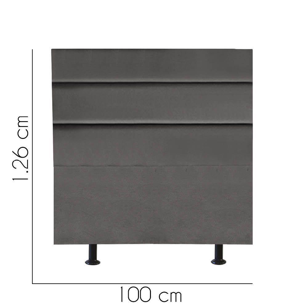 Cabeceira Estofada Argentina 100cm Solteiro Para Cama Colchão Box Quarto Corino Cinza - Aurora Line - 2