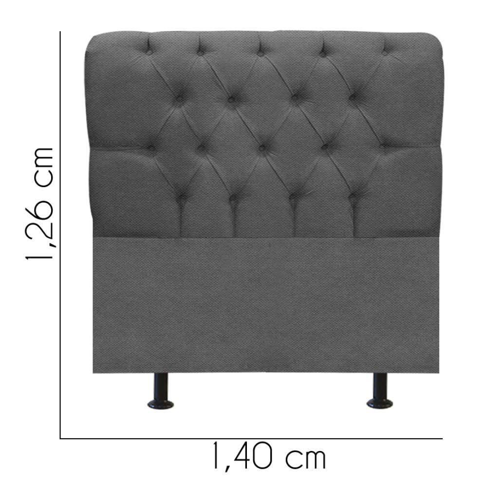Cabeceira Estofada Paris 140cm Casal Para Cama Colchão Box Quarto Linho Cinza - Aurora Line - 3