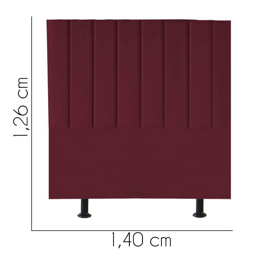 Cabeceira Estofada Carla 140cm Casal Para Cama Colchão Box Quarto Suede Bordô - Aurora Line - 3