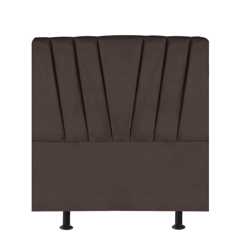 Cabeceira Estofada Bélgica 100cm Solteiro Para Cama Colchão Box Quarto Suede Marrom - Aurora Line - 1