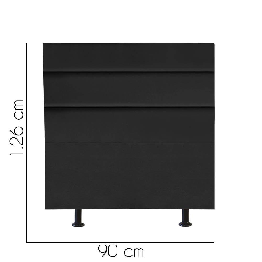 Cabeceira Estofada Argentina 90cm Solteiro Para Cama Colchão Box Quarto Corino Preto - Aurora Line - 2