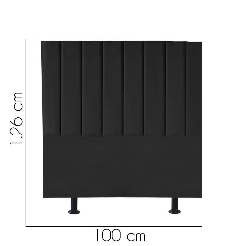 Cabeceira Estofada Carla 100cm Solteiro Para Cama Colchão Box Quarto Corino Preto - Aurora Line - 2