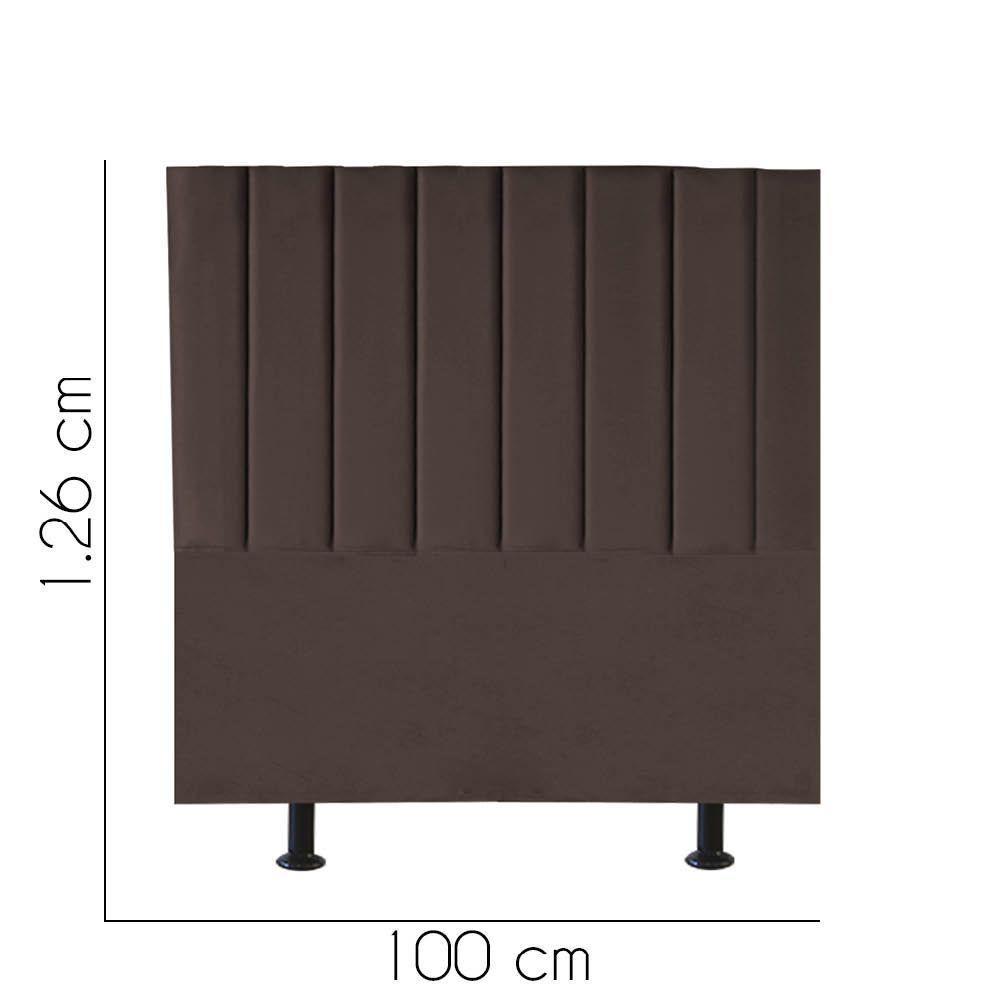 Cabeceira Estofada Carla 100cm Solteiro Para Cama Colchão Box Quarto Corino Marrom - Aurora Line - 2