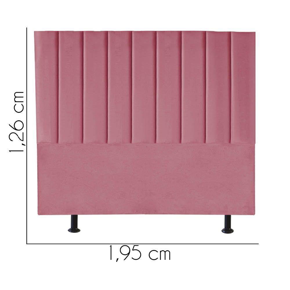 Cabeceira Estofada Carla 195cm King Size Para Cama Colchão Box Quarto Suede Rosa Bebê - Aurora Line - 3