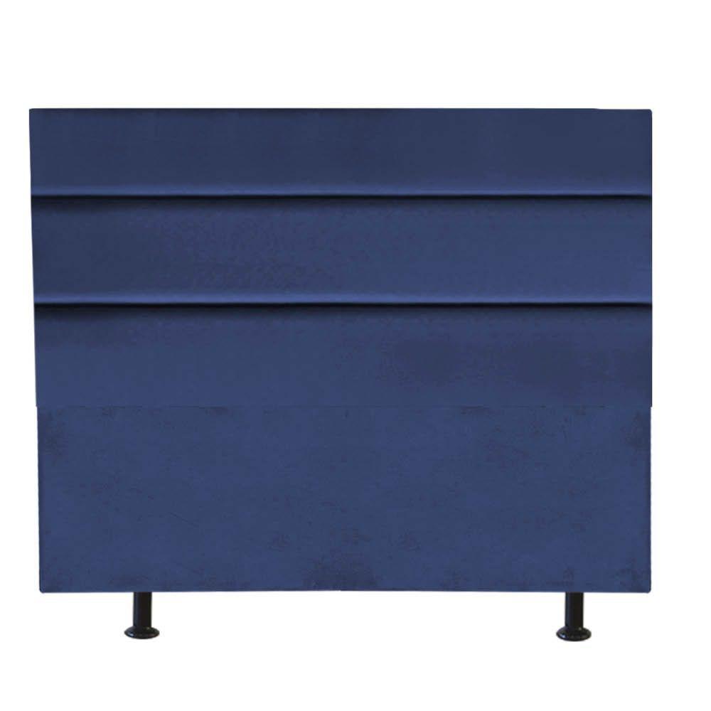 Cabeceira Estofada Argentina 160cm Queen Size Para Cama Colchão Box Quarto Suede Azul Marinho - Aurora Line - 2