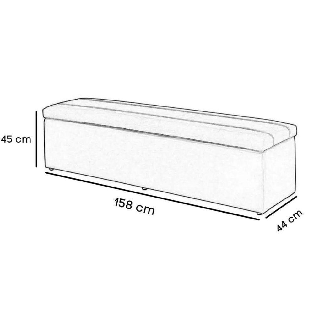 Calçadeira Recamier Com Baú Sapateira Dubai 1,58 M Queen Size A23:a38quarto Suede Bege - Aurora Line - 4