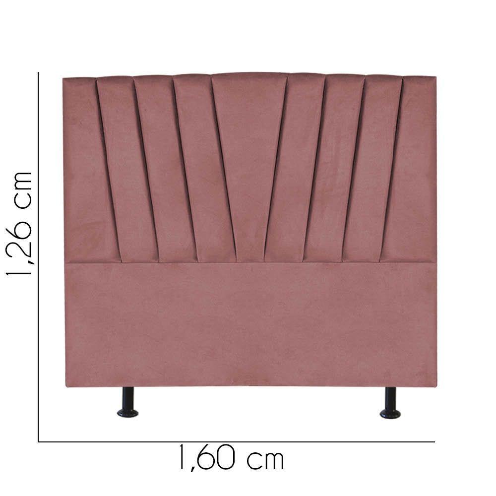 Cabeceira Estofada Bélgica 160cm Queen Size Para Cama Colchão Box Quarto Suede Rose Gold - Aurora Line - 3